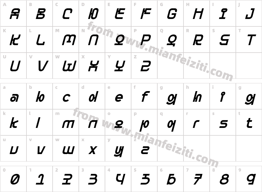 Hanjaku Namseo Oblique字体映射图