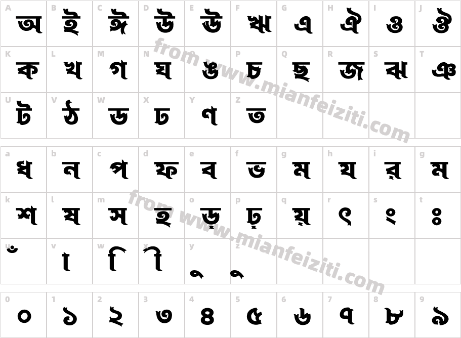 FN Liakat Mymensingh B2003字体映射图