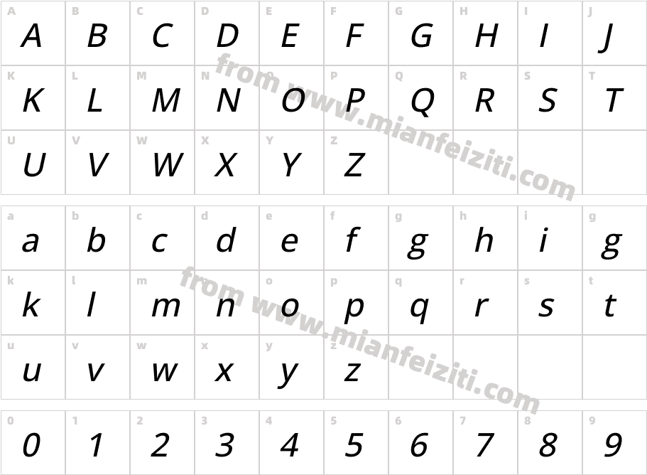 FN_OMRABOTI UNICODE Italic Regular字体映射图