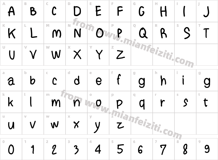 Tsatma字体映射图