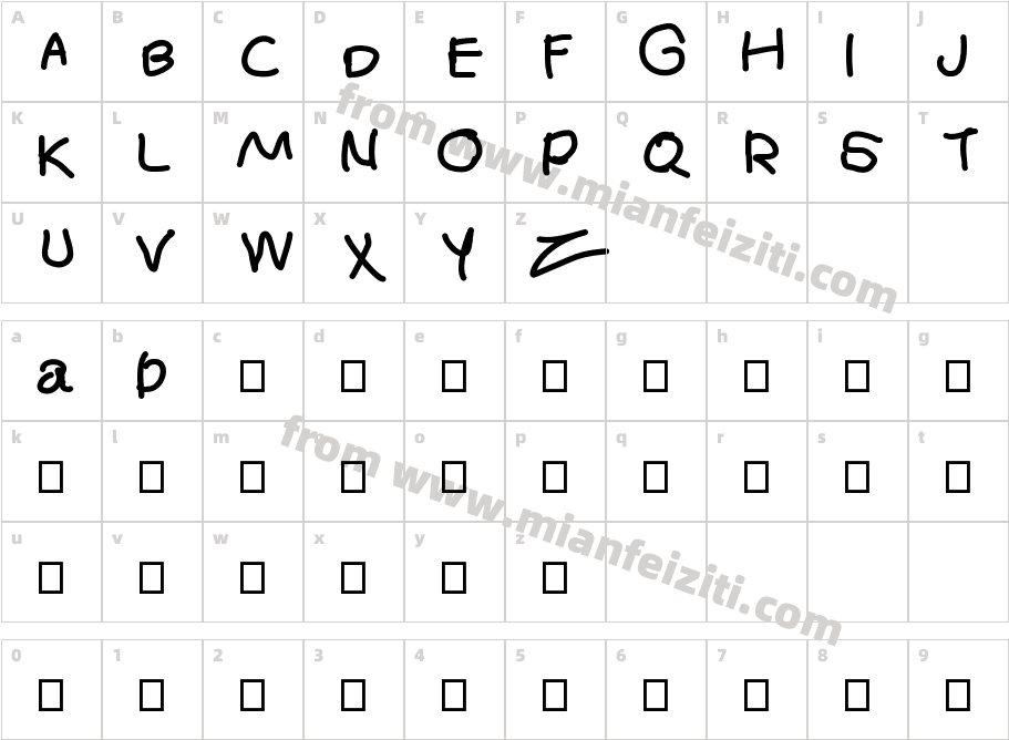 Wannisa字体映射图