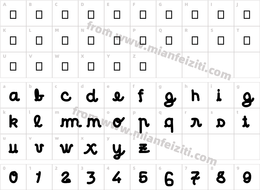 Zanis Bold字体映射图