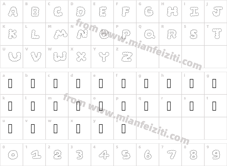 cola字体映射图
