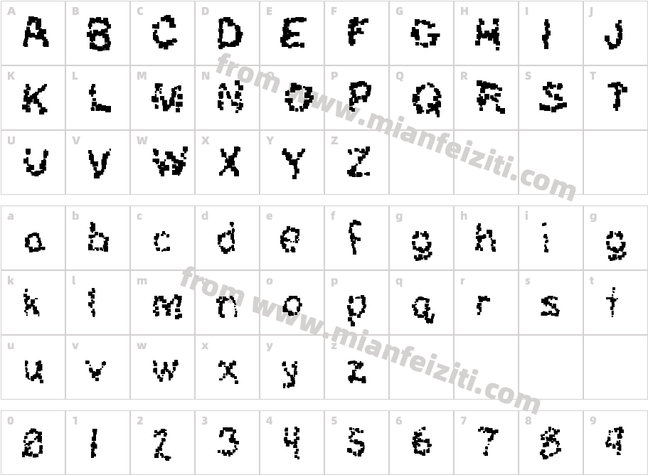 cooley depixelated字体映射图
