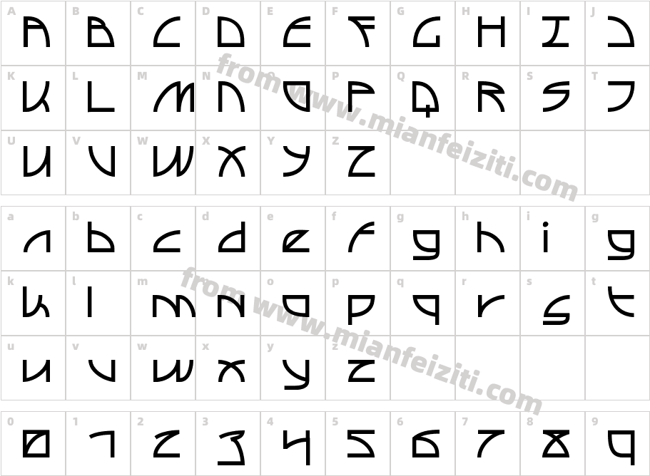 cooley shape square ends regular normalized width字体映射图