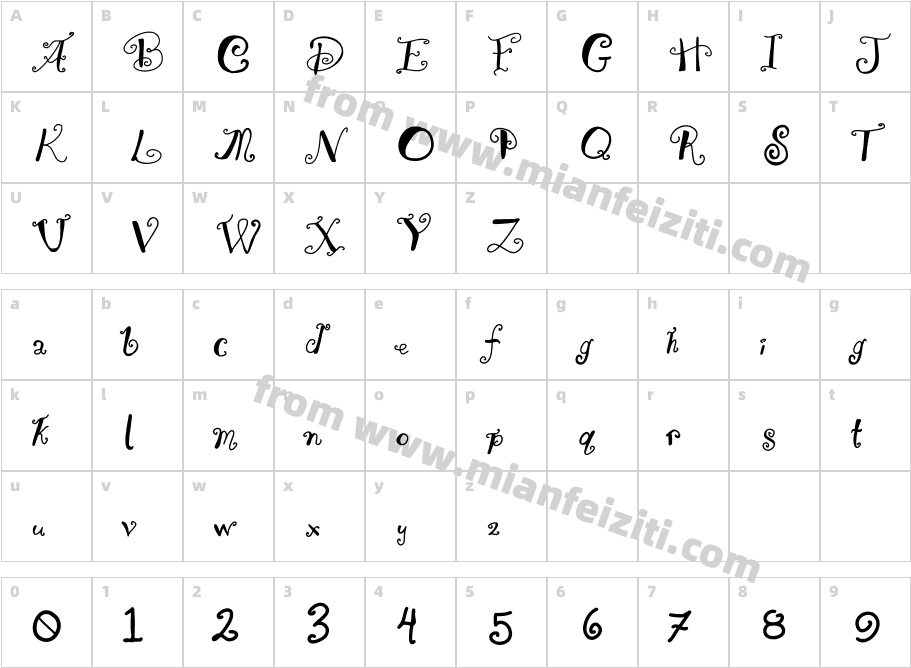 curled up sue字体映射图
