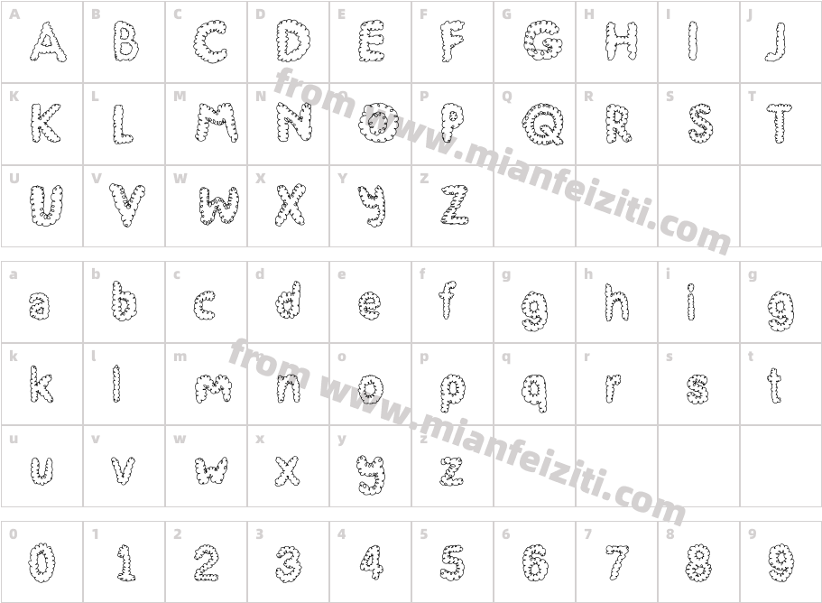 curly font字体映射图