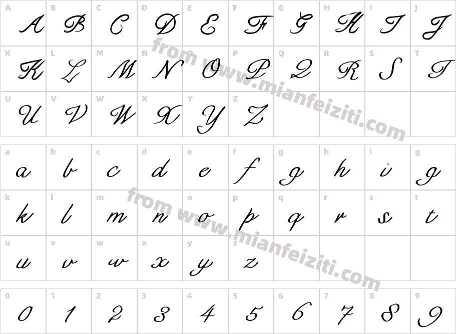 cursively字体映射图