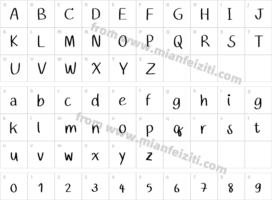 cuteart Font字体映射图