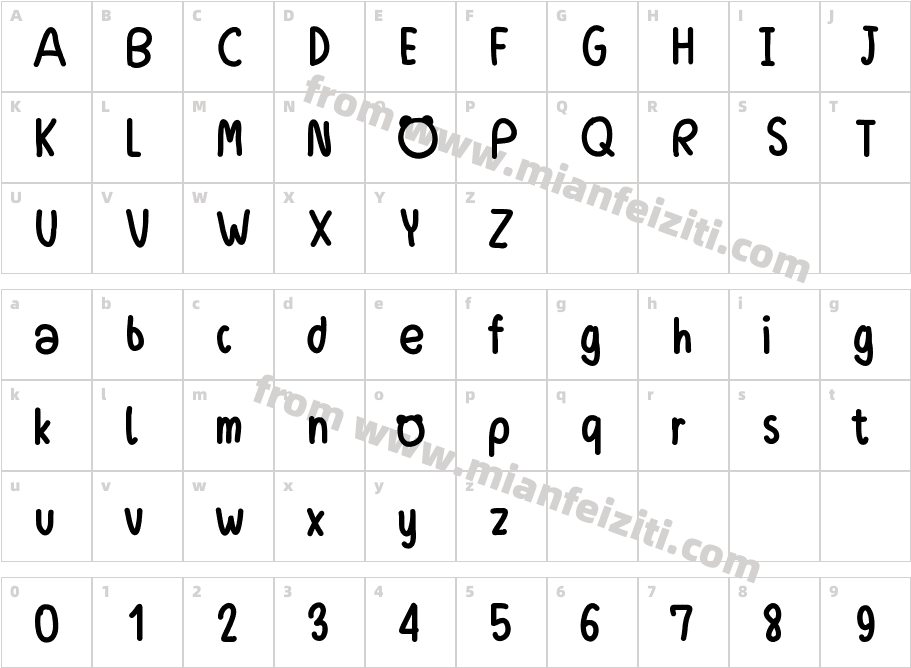 cutiecareobearfont字体映射图