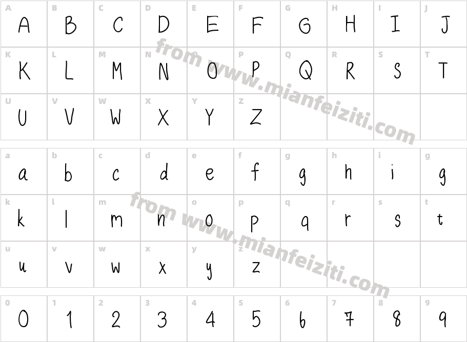 cutiefont1字体映射图