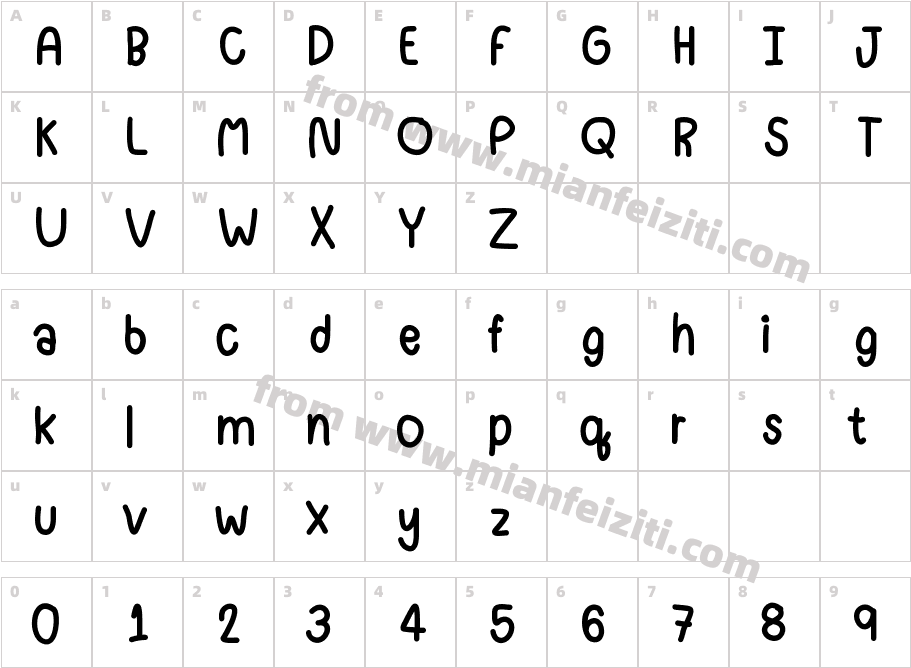 ddhandwrite2字体映射图