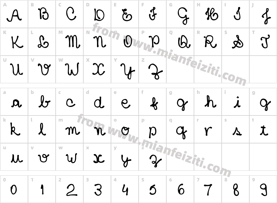 dharianahandwriting字体映射图