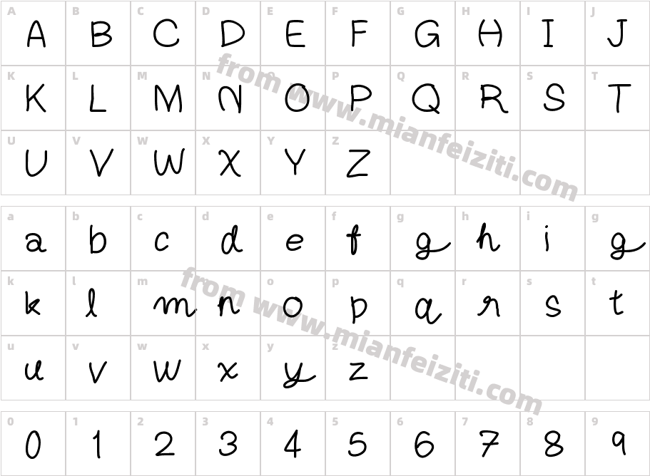 dittyhandwriting字体映射图