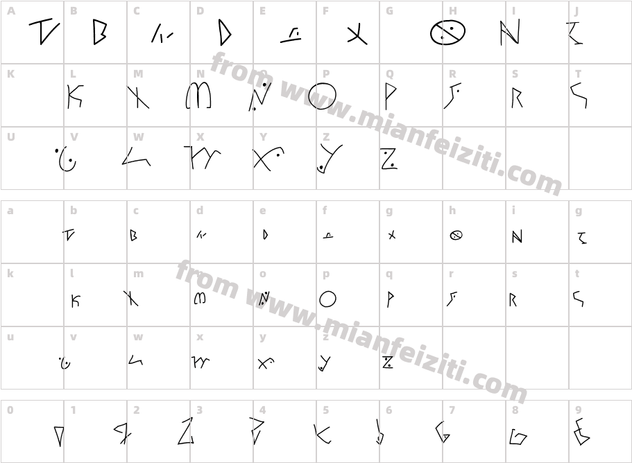 dragonwriting字体映射图