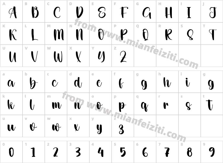 Australia Regular字体映射图