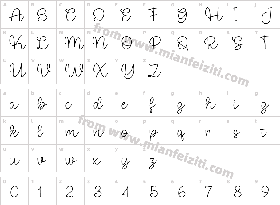 Beauty Angela字体映射图