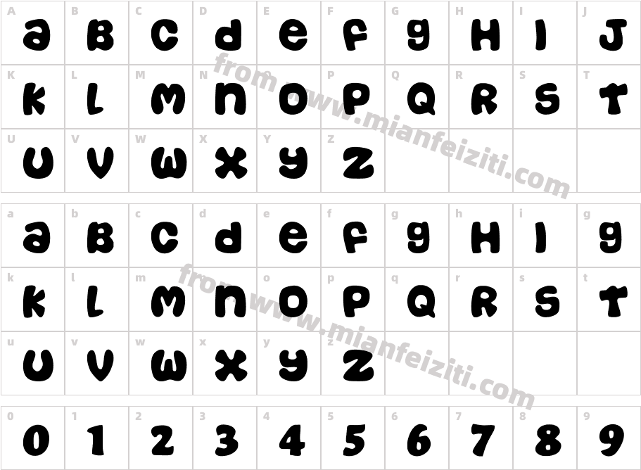 Retro John Regular字体映射图