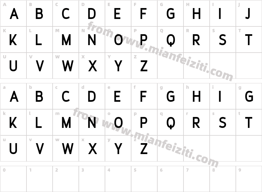 Ridgeline Bold字体映射图