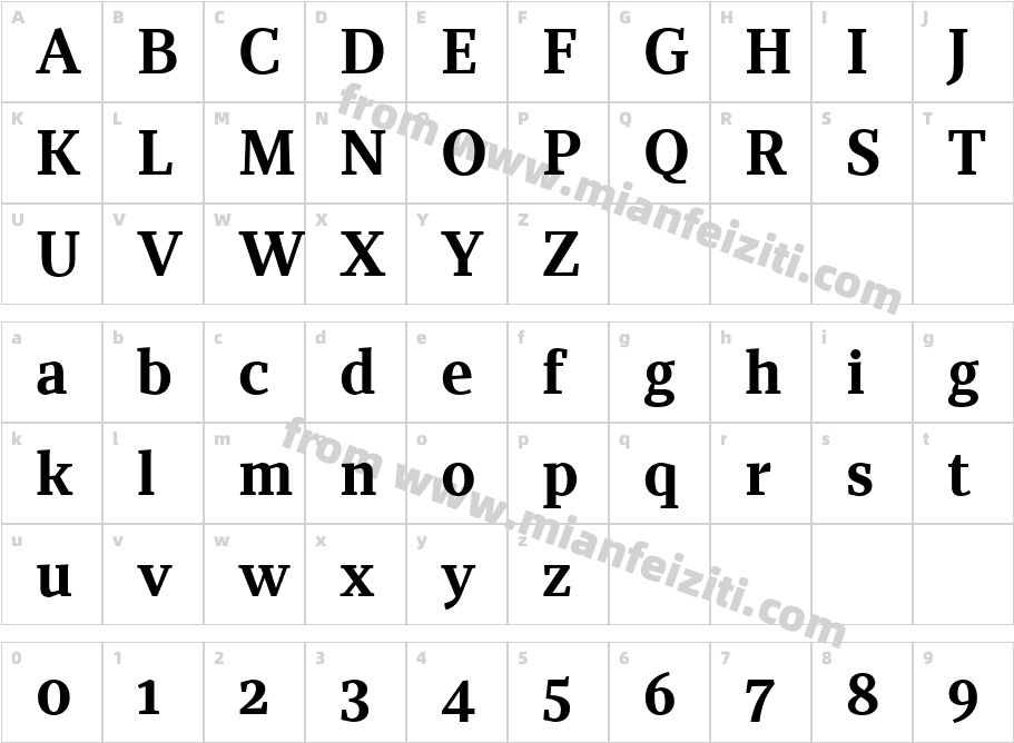 Recia W03 Bold字体映射图