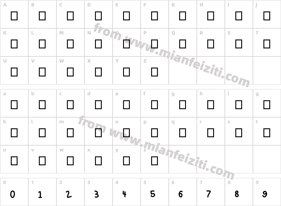 fffont Tuaglom字体映射图
