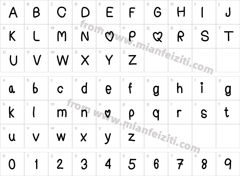 fontbebomcutefull字体映射图