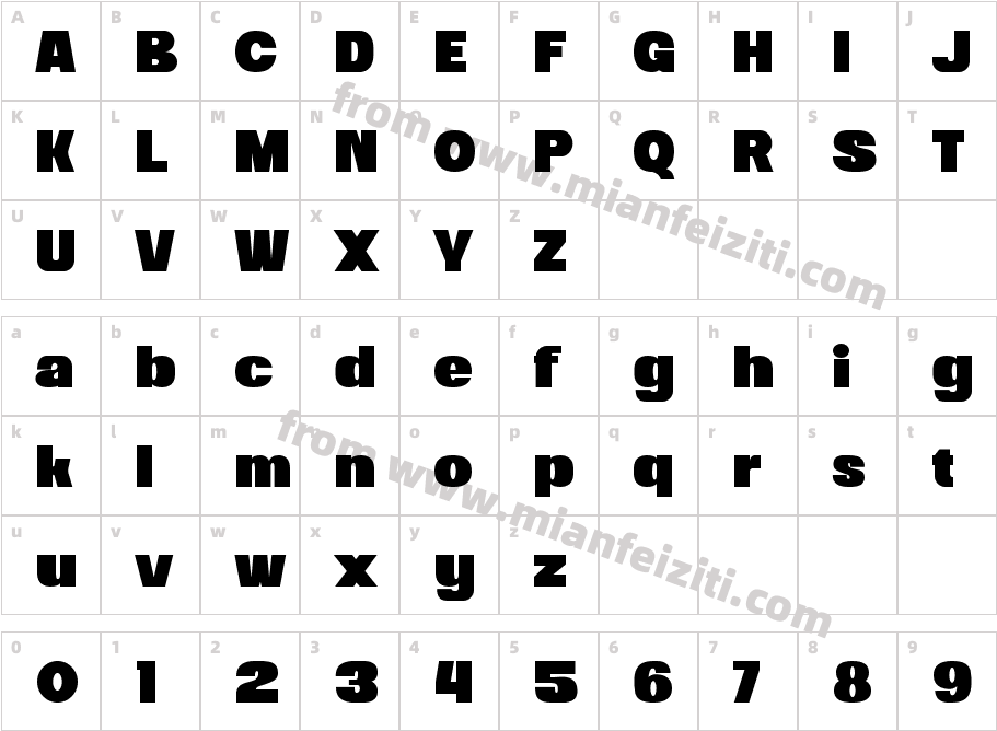 Abrah Regular字体映射图