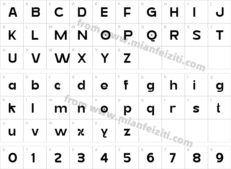 Axora Regular字体映射图