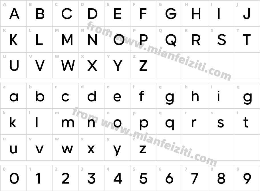 Bilmond Semibold字体映射图