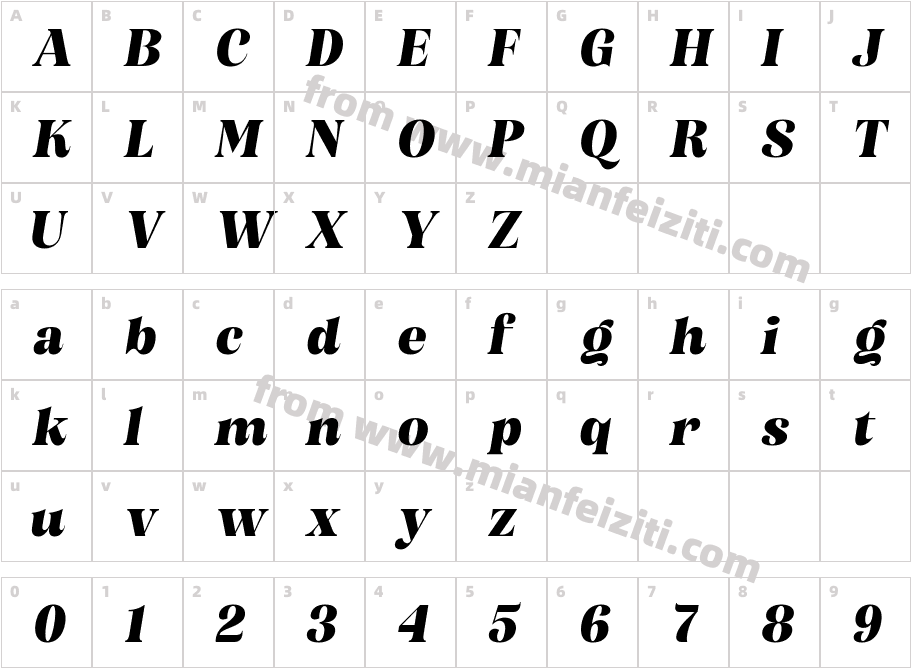 Borgalie Extra Bold Oblique字体映射图