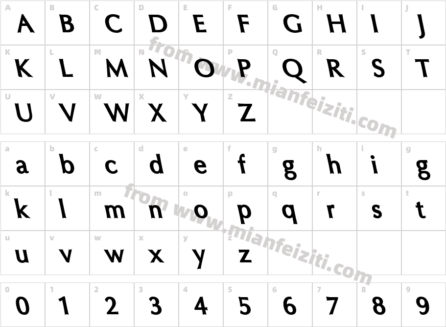 Oregon LDO Black Sinistral字体映射图