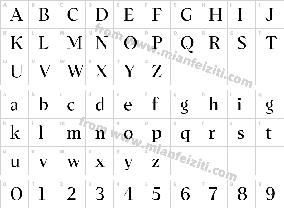 Abstract Regular字体映射图