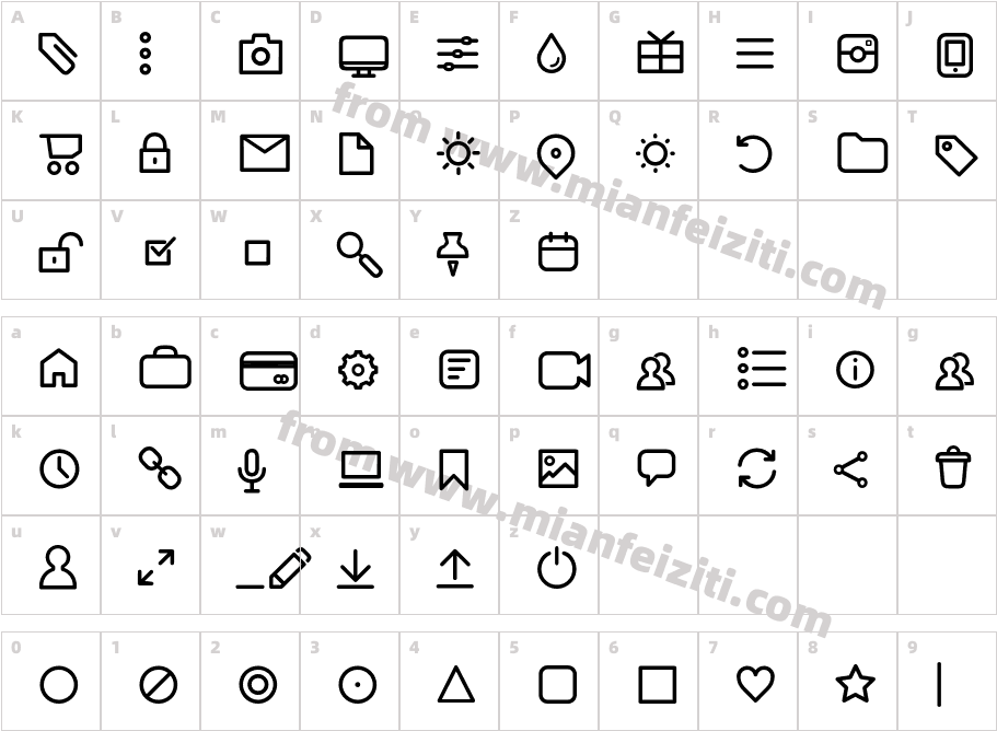 Aristotelica Icons Light字体映射图