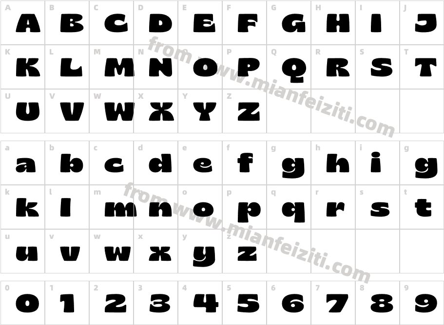 Gliker Black Semi Expanded字体映射图