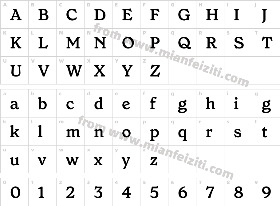 Grenette Pro Semibold字体映射图