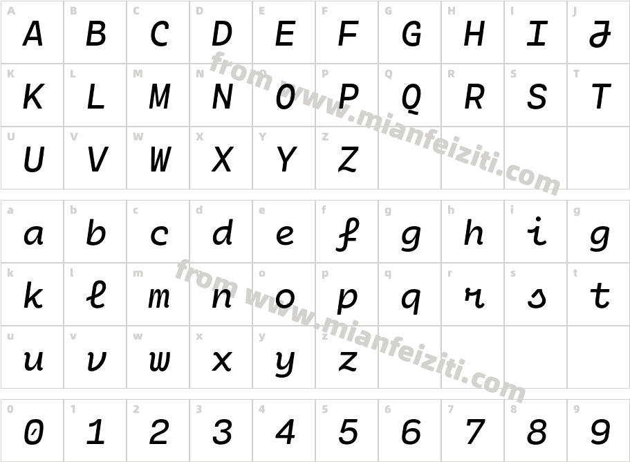 Cartograph CF Regular Italic字体映射图