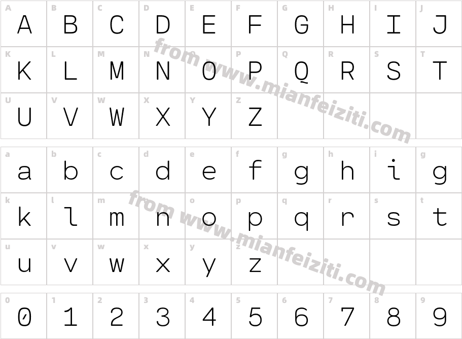 Cartograph CF Thin字体映射图