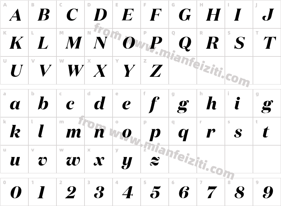 Domaine Disp Bold Italic字体映射图