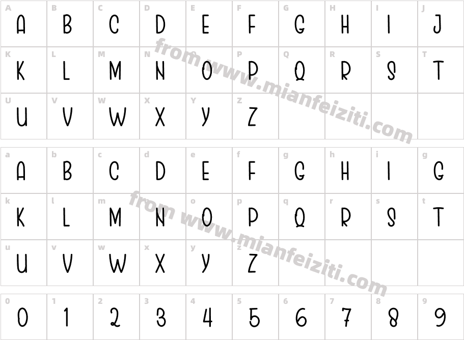 SUMMERMOMENT Regular字体映射图