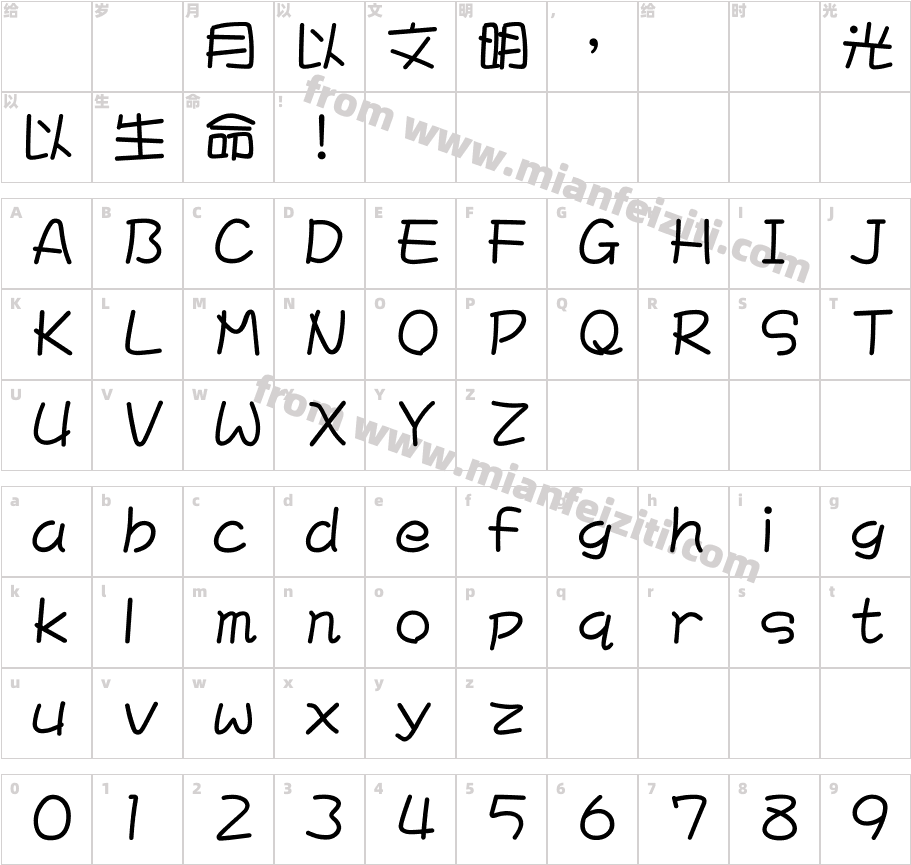 BPOP05BU字体映射图