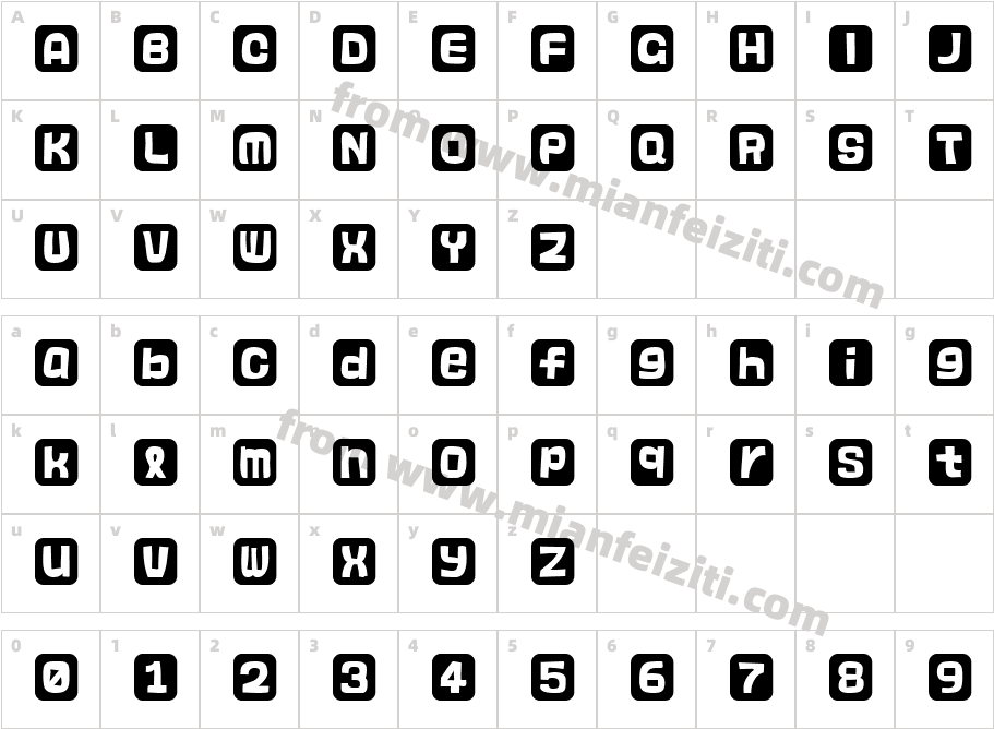Hanko R9A3字体映射图