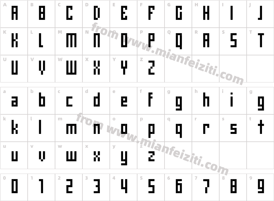 Minitot jw7字体映射图
