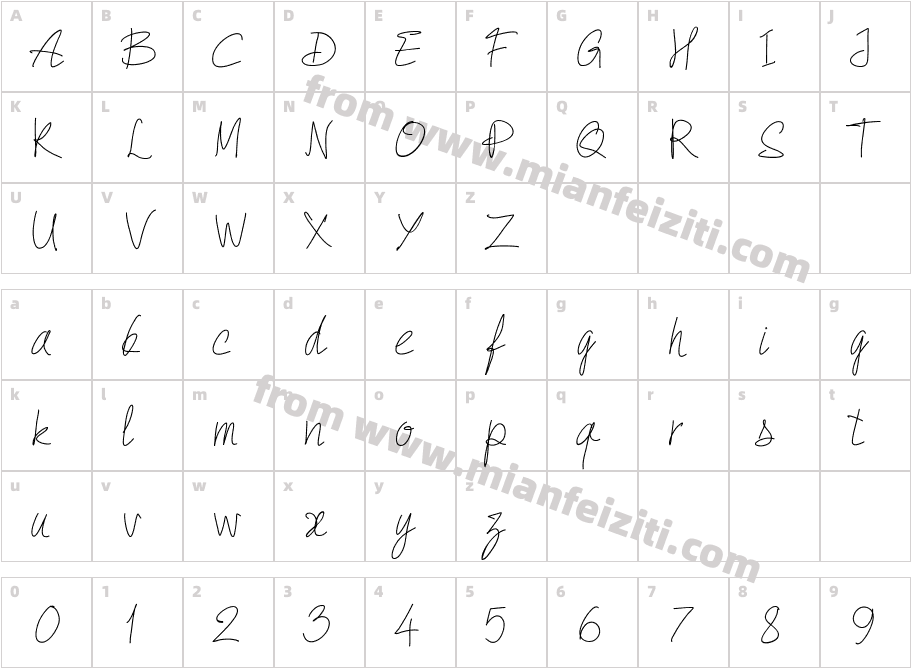 Pw Quick Write Medium rRAB字体映射图