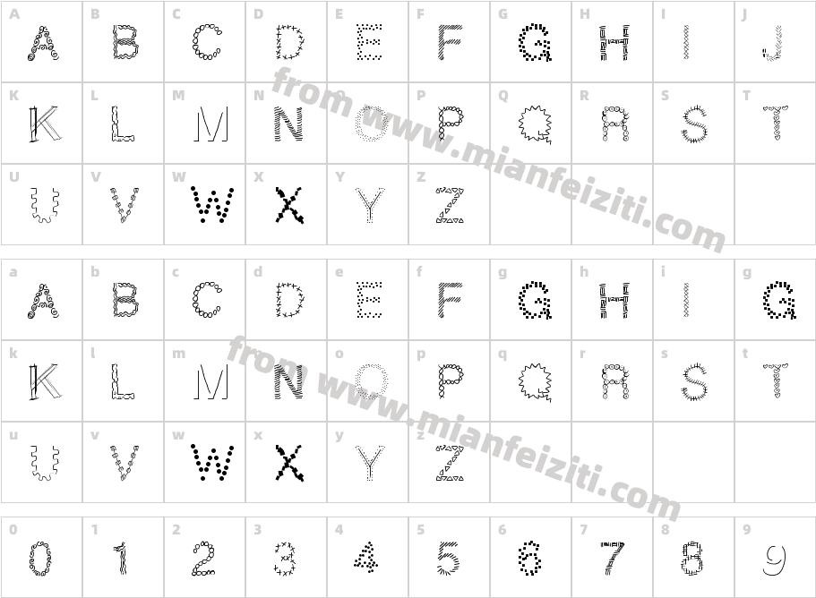 Pwpatchwork YgGL字体映射图
