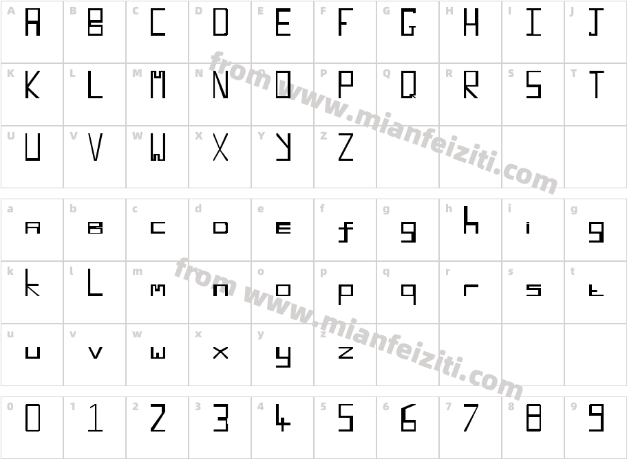 Retro Blocky 1 MqM字体映射图