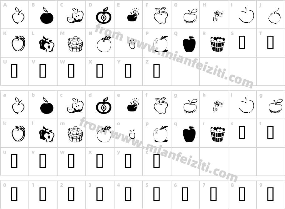 KR Apple A Day字体映射图