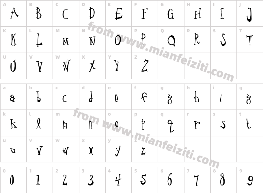 Crude Drawn Type Regular字体映射图