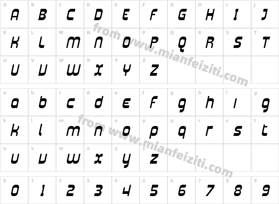 Plasmatica Italic K2p字体映射图
