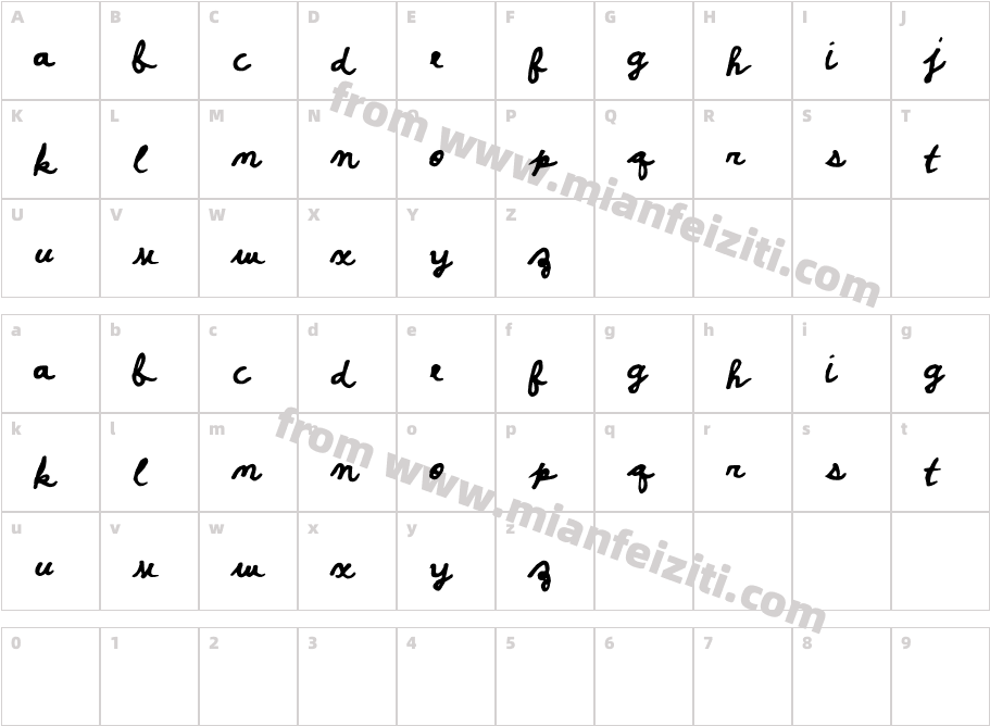 Posterscriptb mGLG字体映射图
