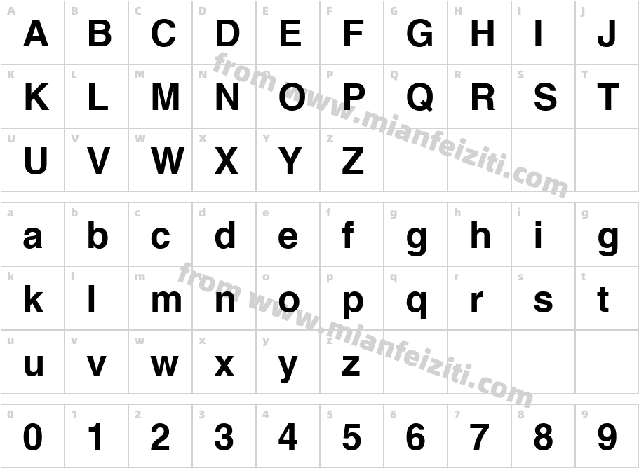Helvetica LT Bold字体映射图